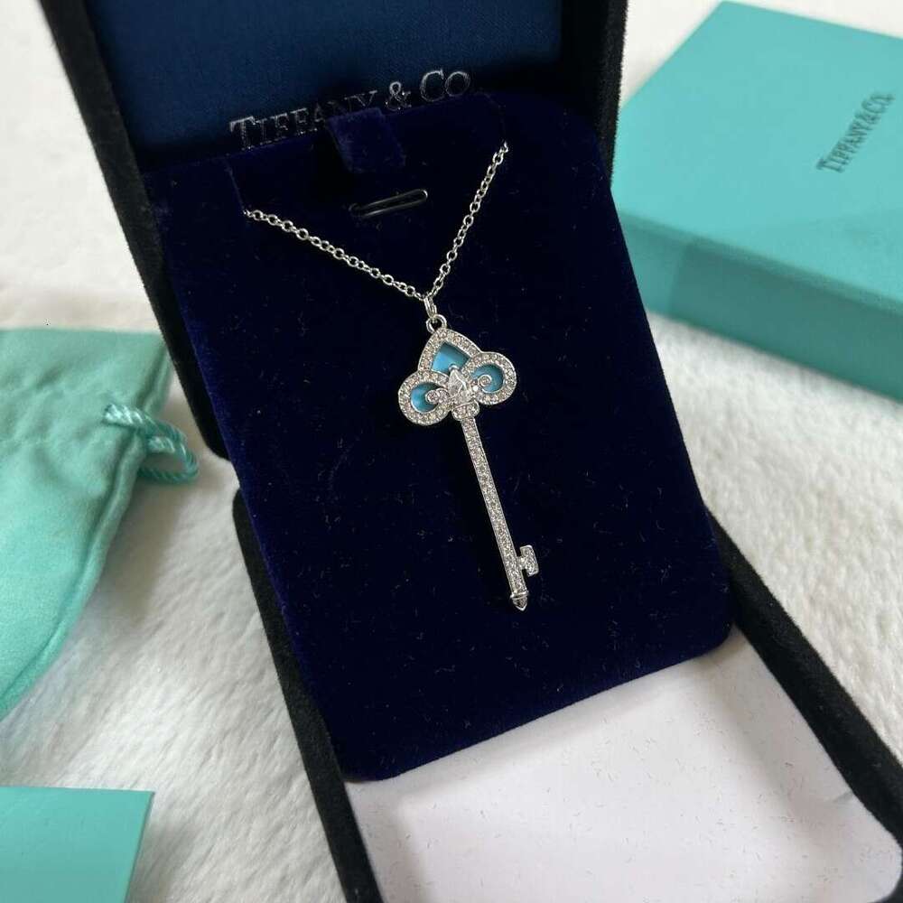 Brass High Version Iris Turquoise Key for Women Trendy Necklace