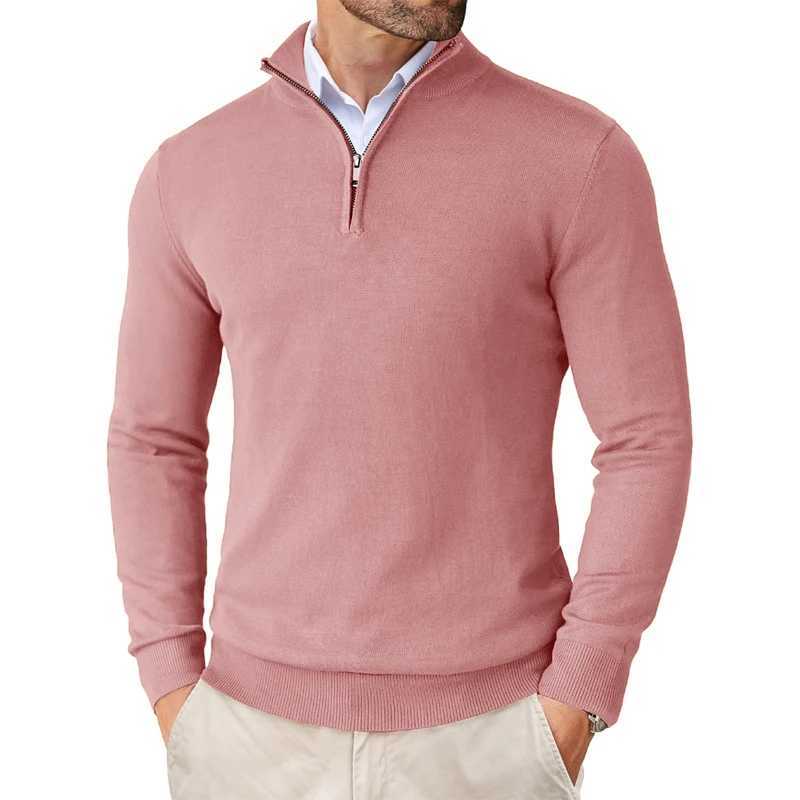 Mens Quarter Zip Up Sweaters Slim Fit Lightweight Mock Neck Pullover Casual Sweaters Half Turtleneck Knitted Outdoor Streetwear Z250621