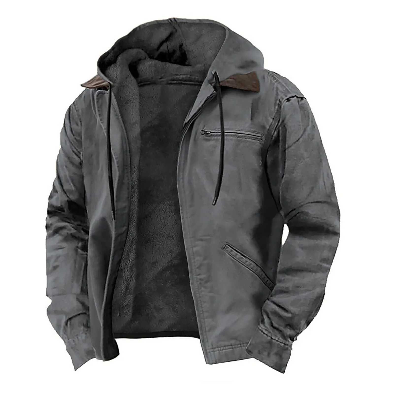 Winter Jacket Men Plus Size Multicolor Solid Color Vintage Oversize Canvas Hooded Jacket Outerwear mens winter jacket XJ250621