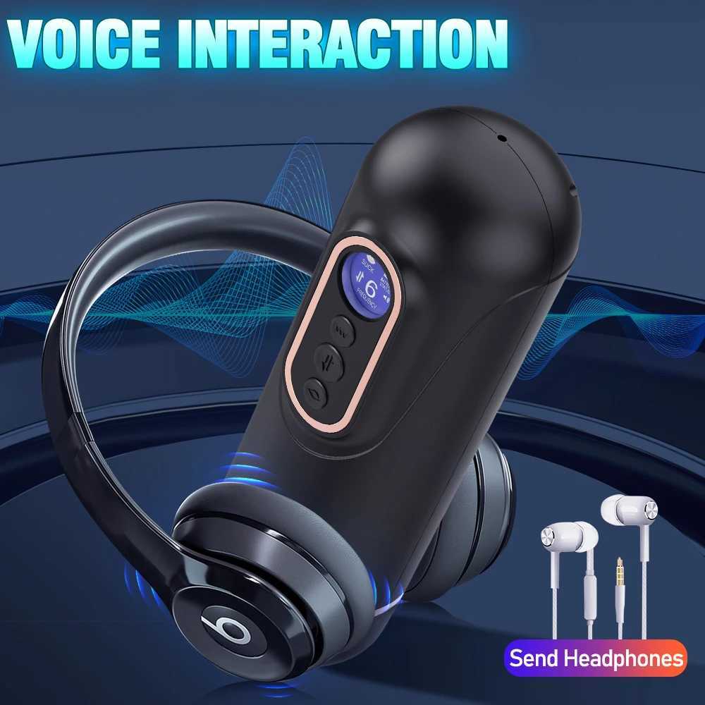 Automatic Telescopic Sucking Male Masturbator Vibrating Intelligent Heating Sexy Voice Earphone Pocket Pussy Sex Toy for Men W250621