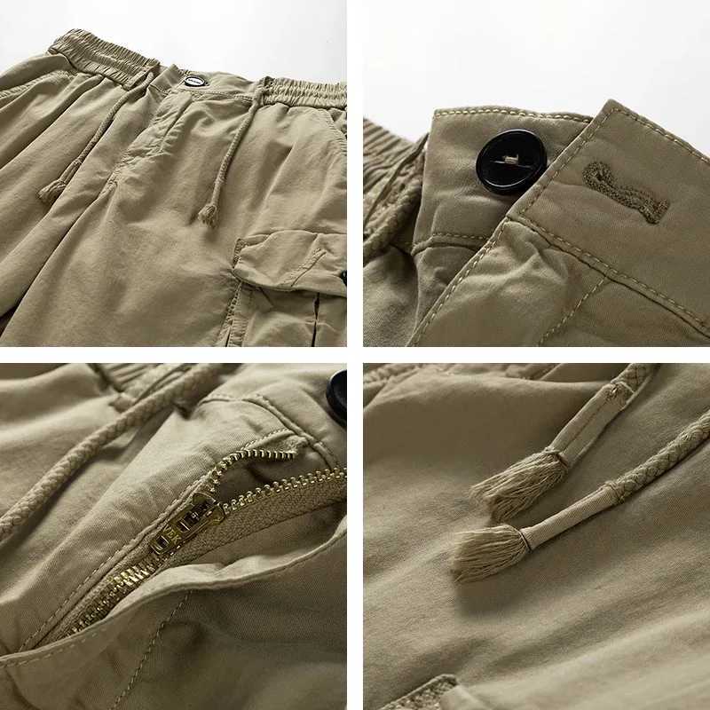 New Men Summer Brand Cotton Cargo Shorts Mens Classic Casual Multi-pocket Tactical Shorts Pants Elastic waist Jogger Shotrs Male W250621