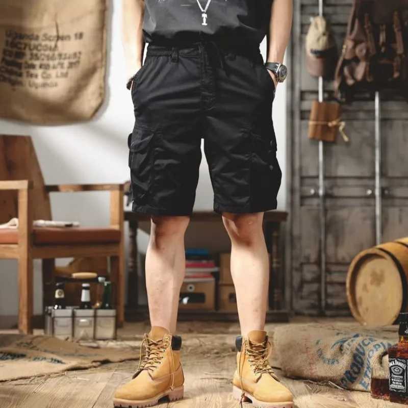 Mens Cargo Shorts with Pockets Loose Elastic Waist Male Short Pants Japanese Street Style Designer Streetwear Harajuku Clothes W250621