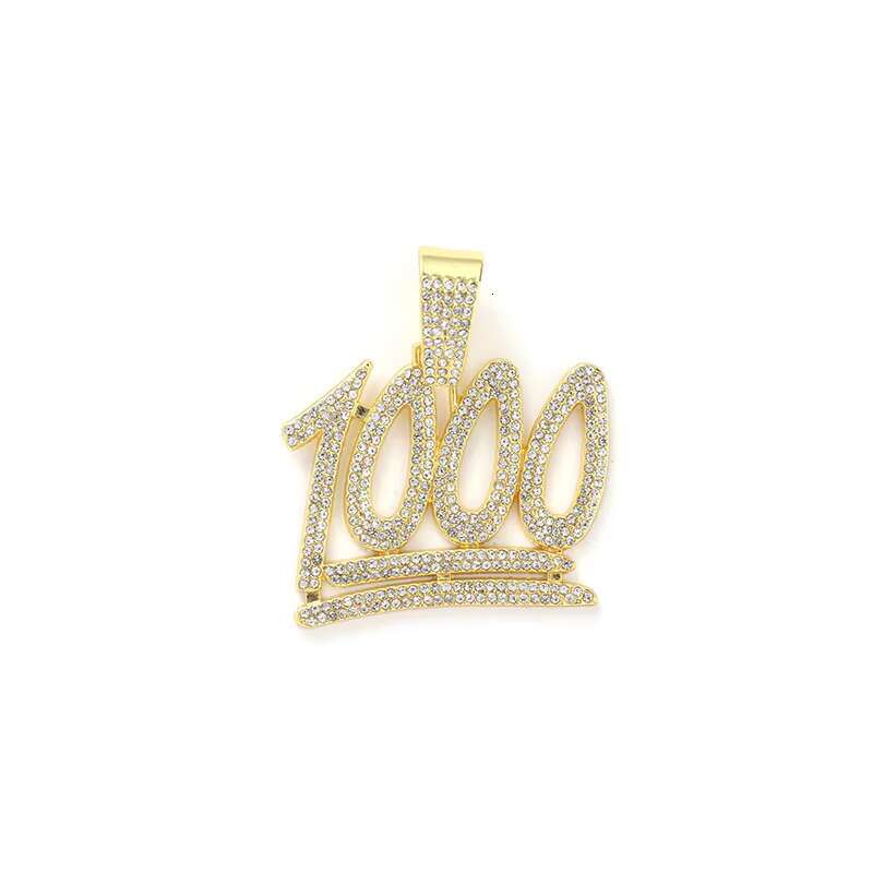 Hot-Selling 1000-Point Full Diamond Pendant Cool Hip-Hop Decoration for Men Cuban Necklace Style European American Alloy