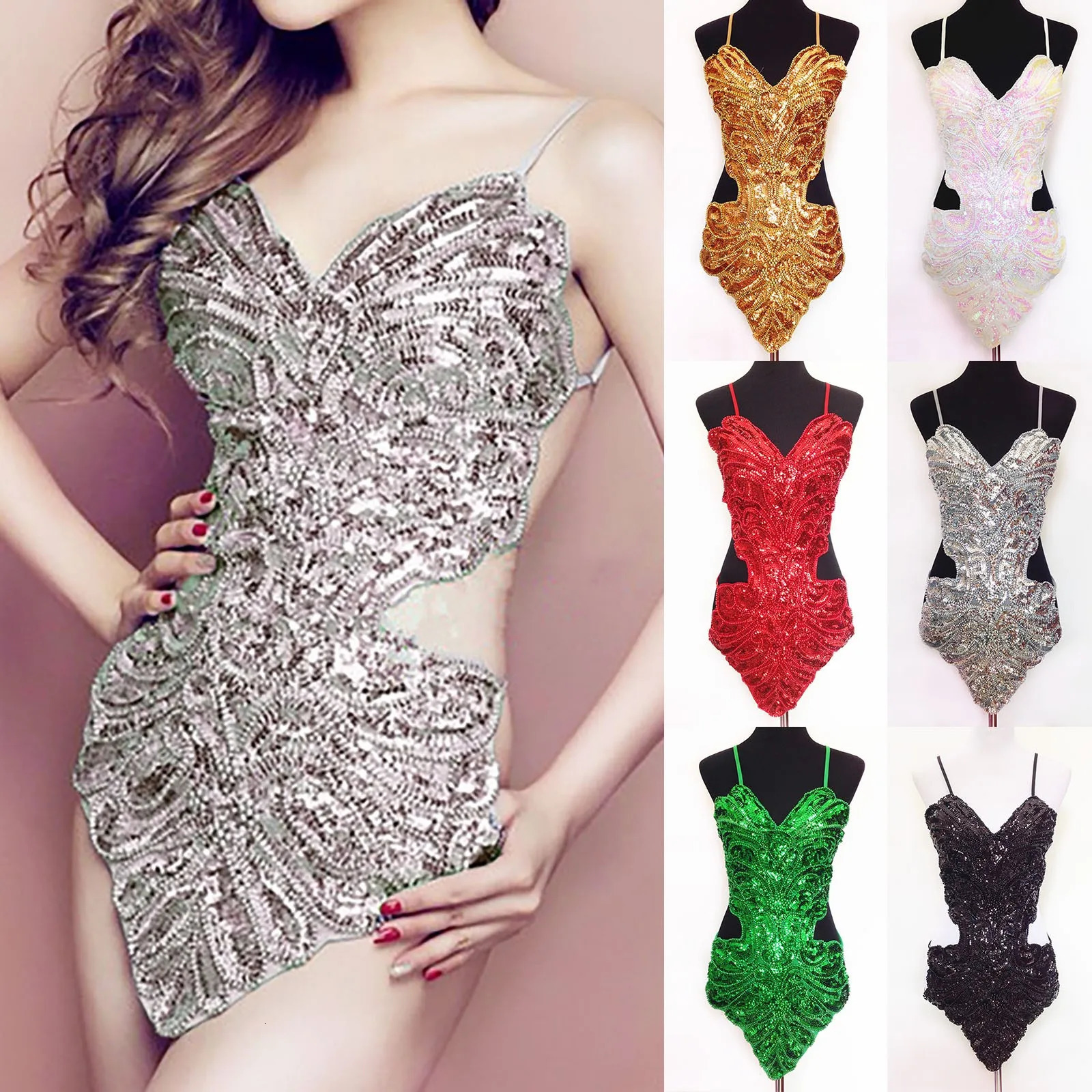 All Sequins Dance Costume Flashy Hip Wrap Performance Wear Women Dress Striped Midi Dress Sexy Dresses For Women Party Casual 250617