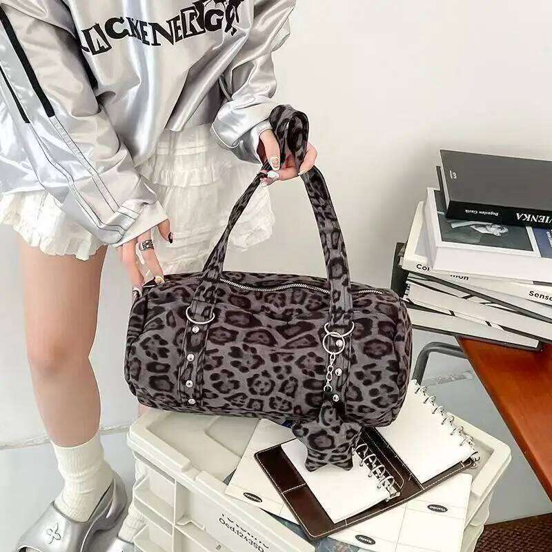 Leopard Print For Woman Fashion Single Shoulder Y2k Personalized Street Style Armpit Large Capacity Camouflage Handheld Bag