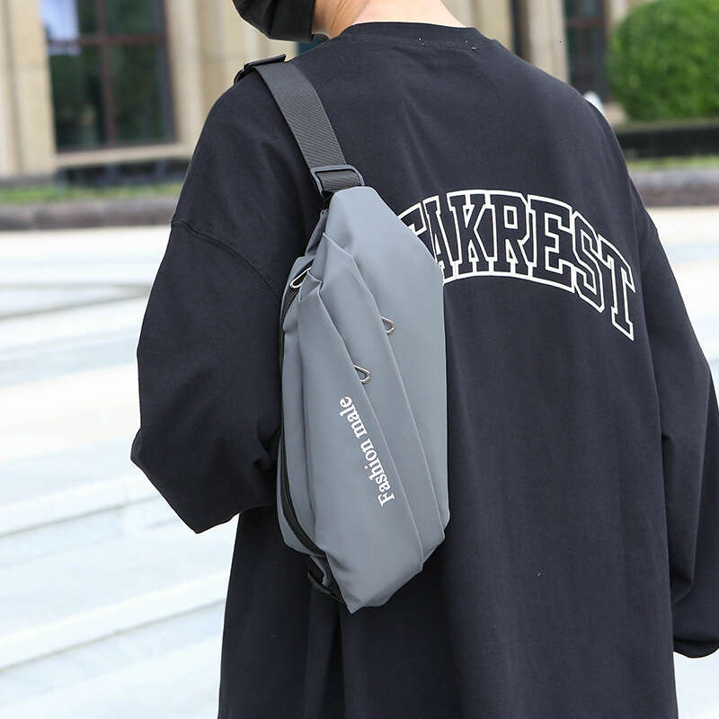 Genuine Leather Bag New Trendy Men S Chest Casual High End Single Crossbody Simple Travel Shoulder Bag Black Bag
