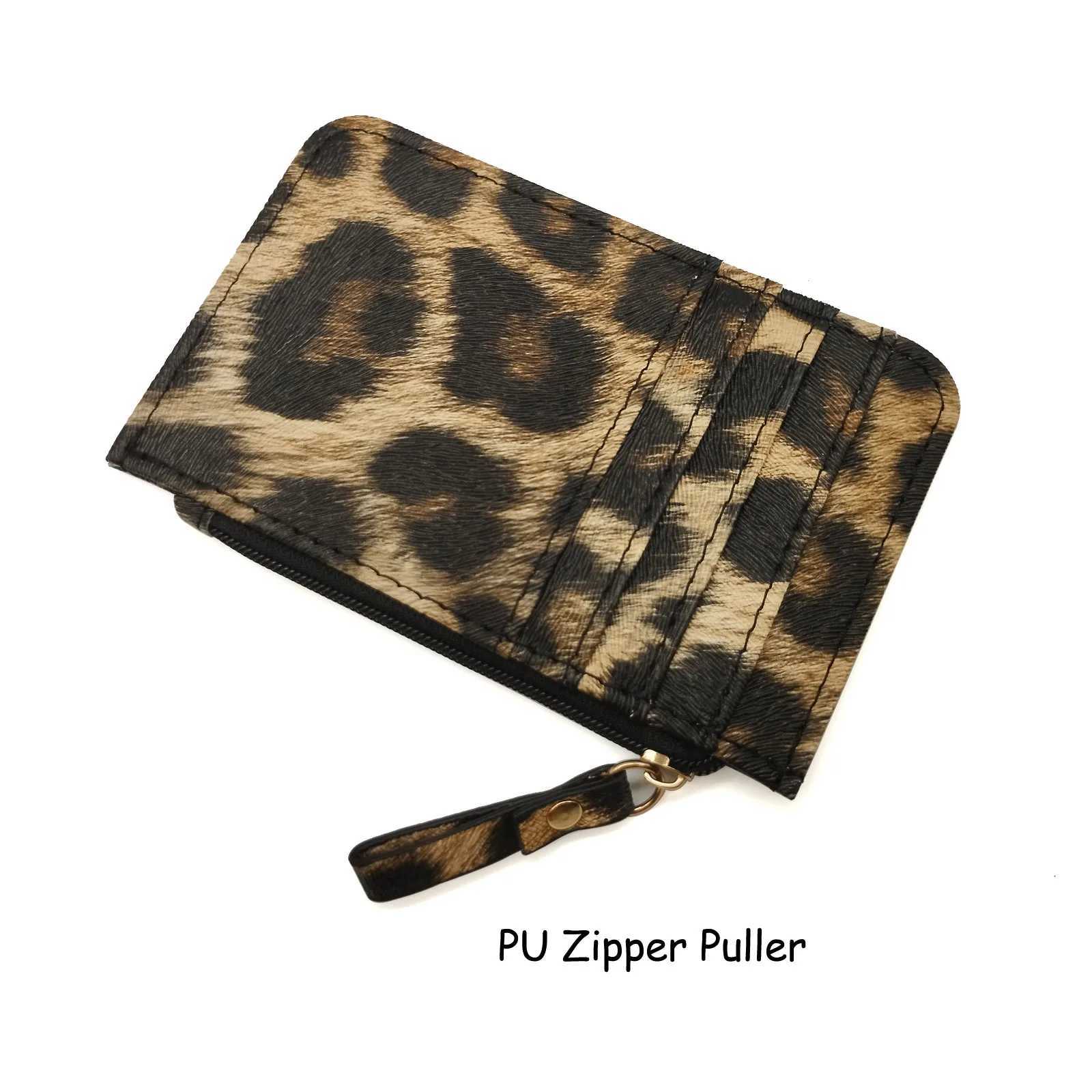 New Leopard Pattern Leather Slim Card Wallet For Women Men Small Zipper Coin Purse Business Holder Bag Nice Gifts Z250621
