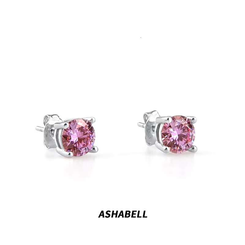 Wholesale S925 Sterling Silver Violet Moissanite Diamond Stud Earrings Unisex Hip Hop Personality Jewelry
