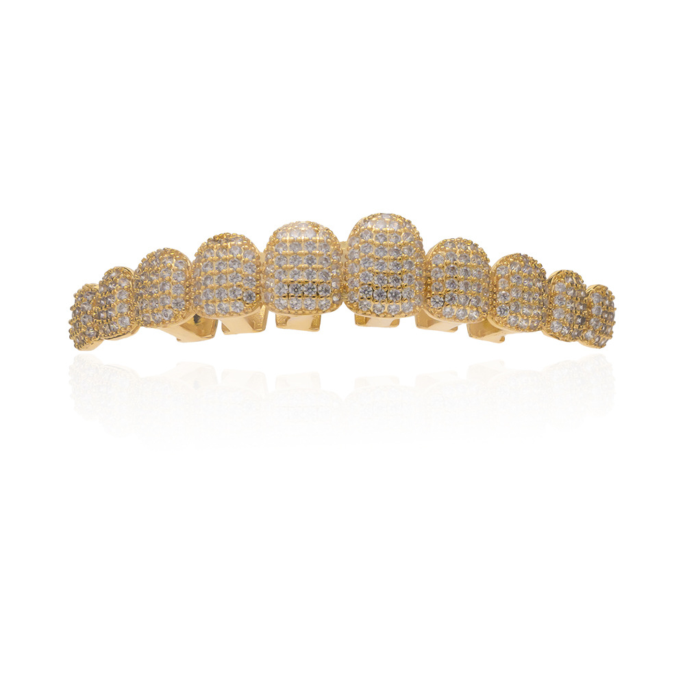 Moissanite Diamond Grillz for Teeth Custom Diamond Grillz Hip Hop 18K Gold Plated Iced Out Diamond 925 Sterling Silver Gold