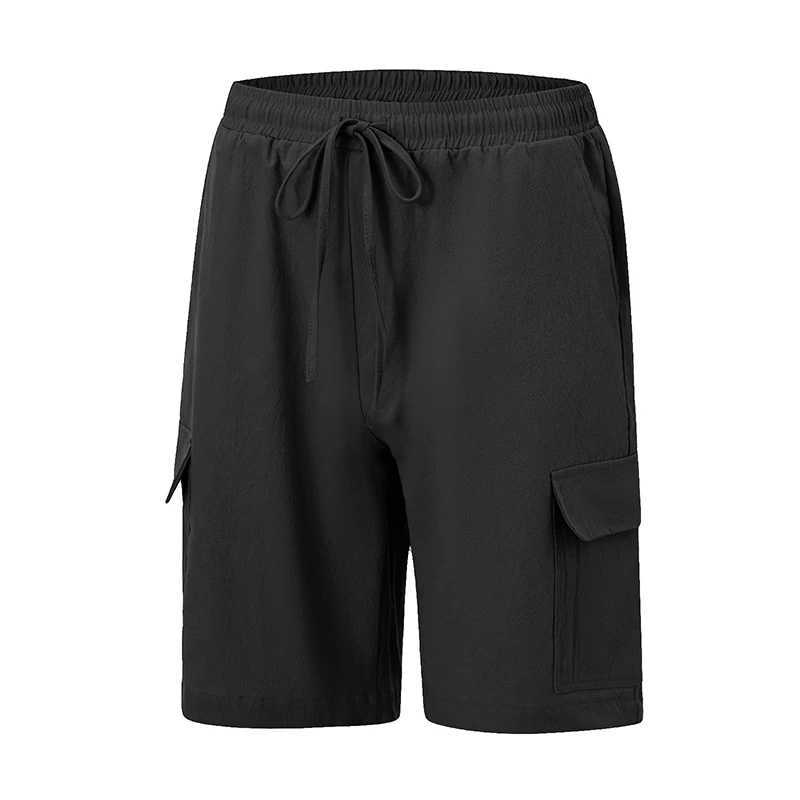 Mens Solid Color Drawstring Cargo Shorts with Pockets Loose Fit Casual Joggers for Summer Workout and Beachwear Street Style W250621