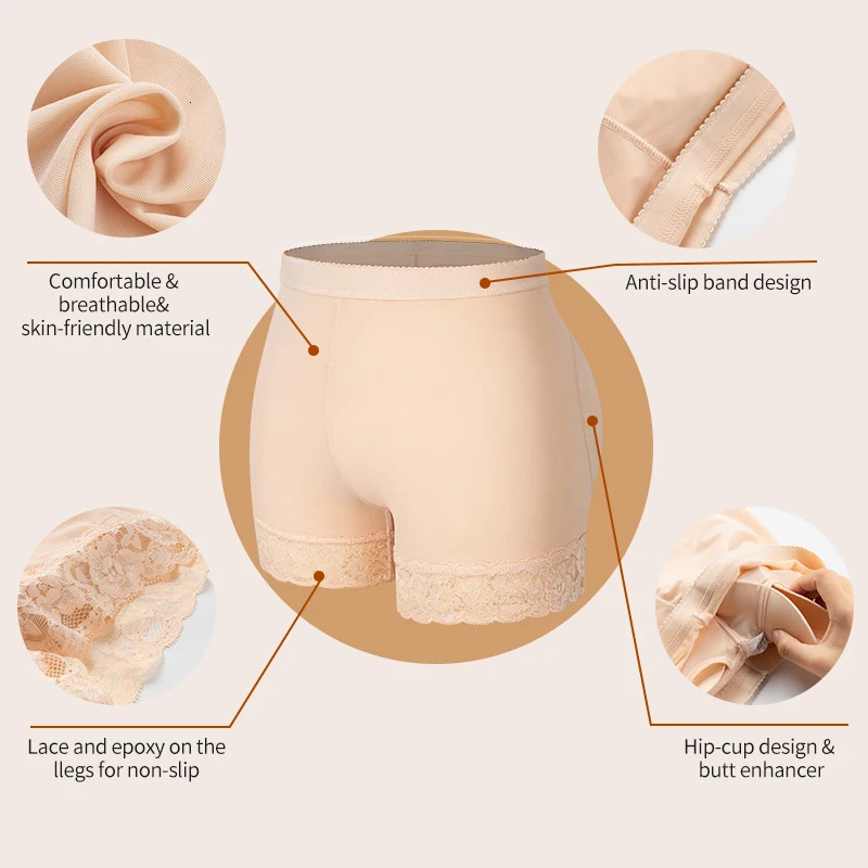 Women Butt Lifter Padded Lace Panties Mid Waist Hip Enhancer Pads Shorts Underwear Tummy Control short Body Shaper 250617