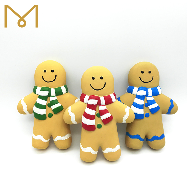 Latex Gingerbread Man Dog Toy Squeaky Chewing Christmas Themed Playing Toys