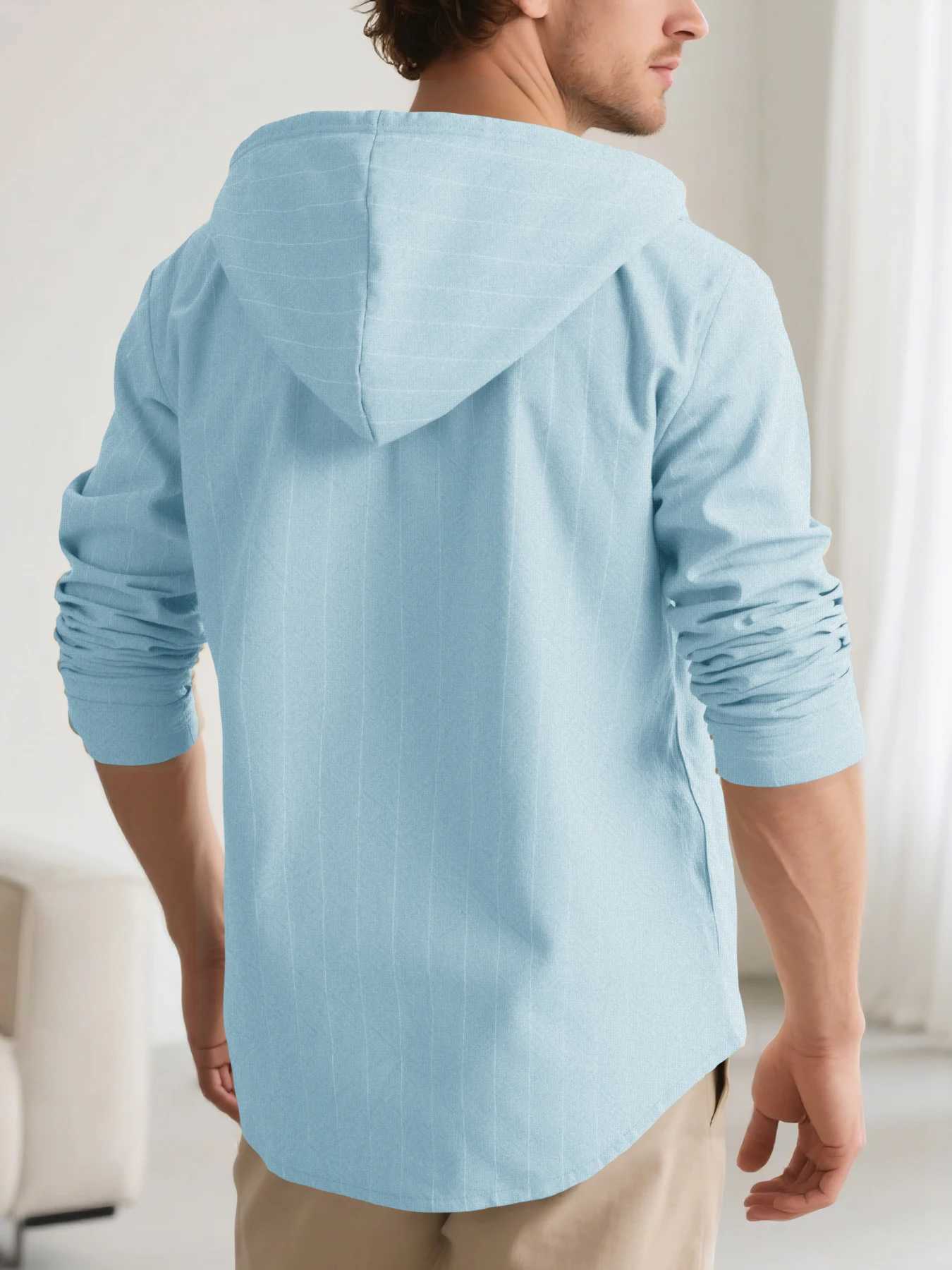 Mens Hoodie Retro cotton and linen striped long sleeved shirt Casual daily cardigans Hot selling fashionable mens clothing XJ250621
