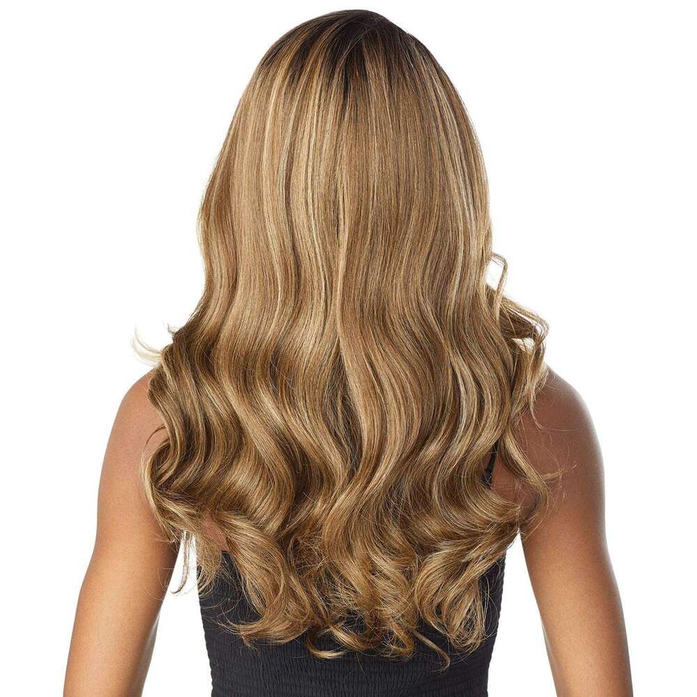 Women's Dyed Gradient Front Lace Middle Part Long Curly Big Waves Synthetic Hair Wig