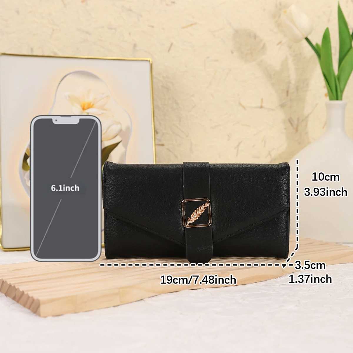 Womens Wallet Multi-functional Simple Large-capacity Long Leaf Button Simple Three-fold CluTCh Bag Z250621