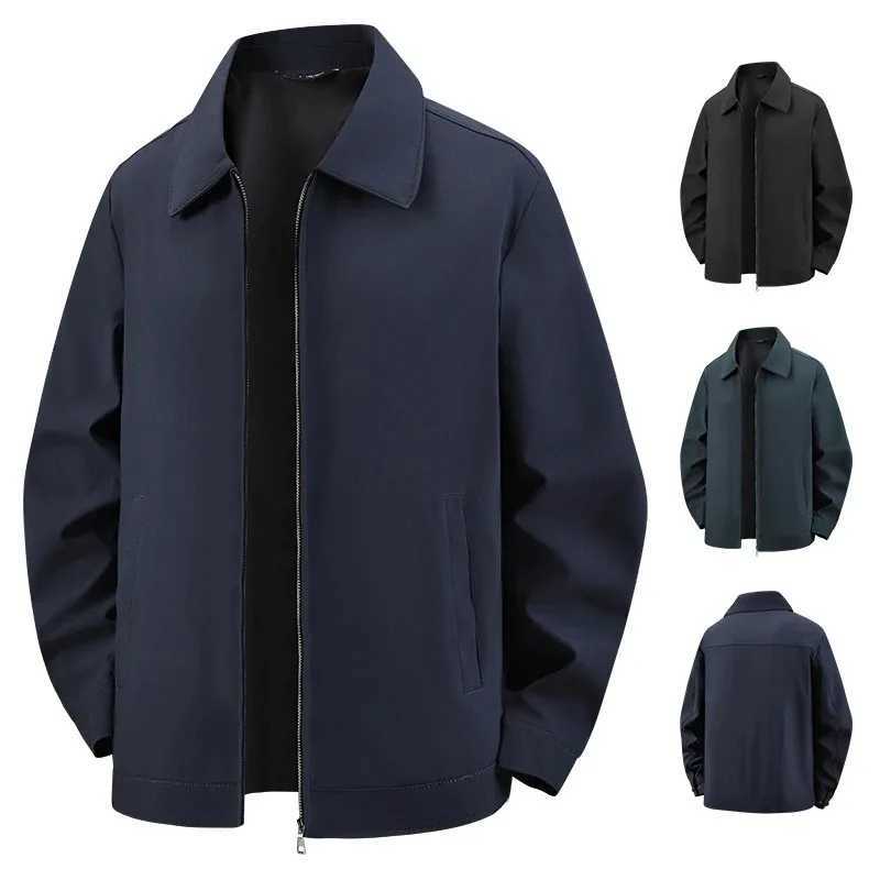 Jacket Solid Color Business New Mens Fashion Slim Dad Casual Gentleman Middle-aged and Elderly Lapel Coat British Style XJ250621