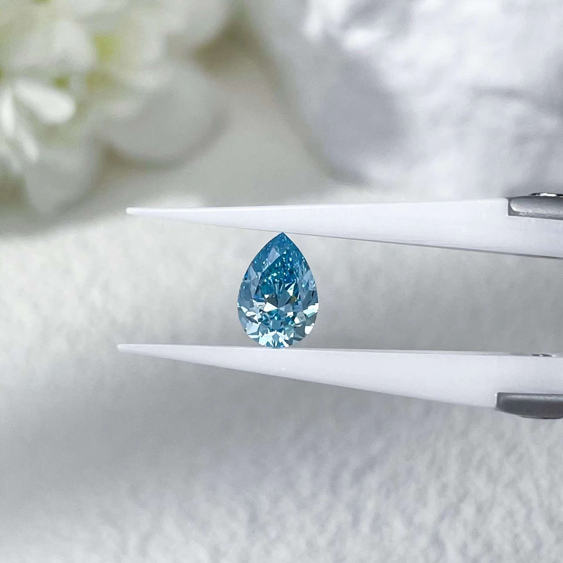 Blue Pear Cut 0.5carat- 2.5carat Lab Grown Diamond HPHT CVD Diamond Fancy Blue Color VVS VS 3EX Loose Diamond IGI GIA