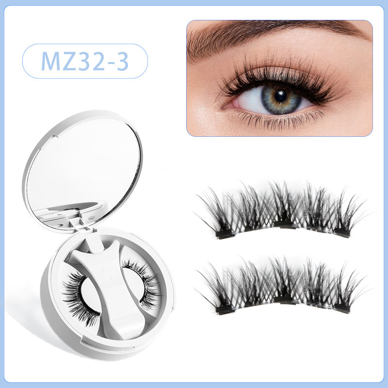Magnetic False Eyelashes One-Piece Box Set No Glue Natural Dense Cross-Border Hot-Selling Quantum Magnetic False Eyelashes Wholesale New Free Delivery