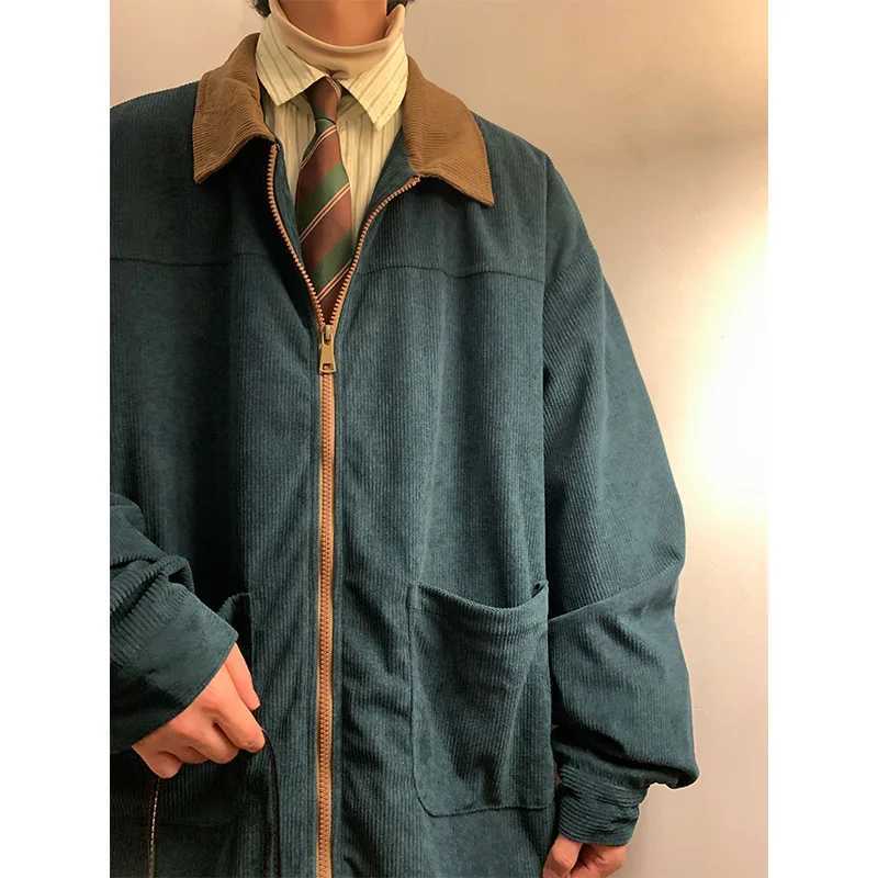 2025 Autumn Men Corduroy Bomber Jackets Retro Streetwear Loose Oversized Casual Clothing Loose Hip Hop Top Outerwear 5XL XJ250621