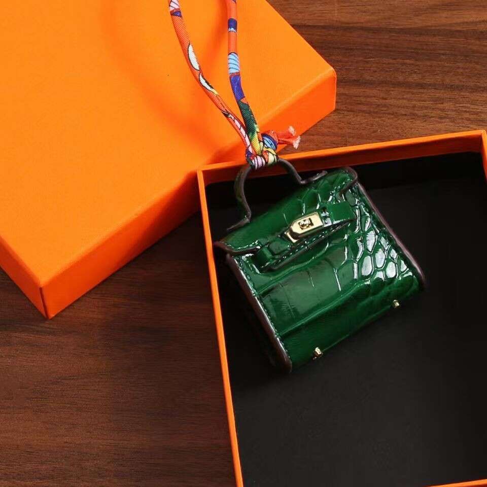 Mini Kelly Pendant Crocodile Pattern Exquisite Coin Purse Bag Charm High-end Keychain Car Interior