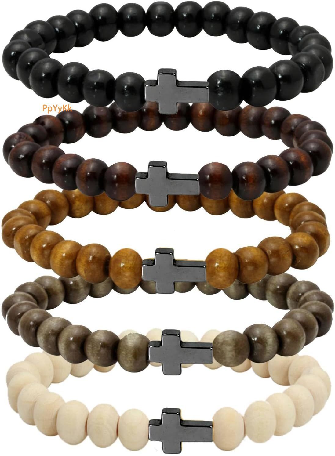 Luxury Wooden Beaded Attract Prosperity Buddhist Consecration Ward Off Evil Bracelet Bangle for Men and Women Elastic