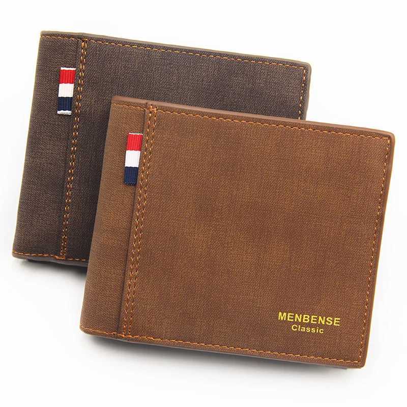 PU Leather Mens Wallet Short Card Holder Purse for Male Portable Men Billfold Short Wallets Vintage Cardholder Z250621