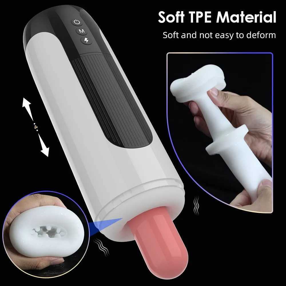 Male Masturbator Oral Sex Shop Telescopic Heating Suction Cup Vibrator Equipment Adult Supplies Masturbation Artificial Vagina W250621
