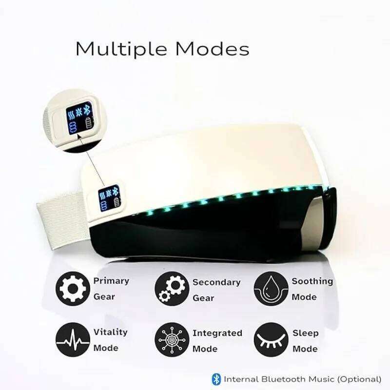 Relax360 AI Massager With Heat Airbag Compression Temple Massage Foldable 6Modes Relaxation Dry Eyes Eye Bags