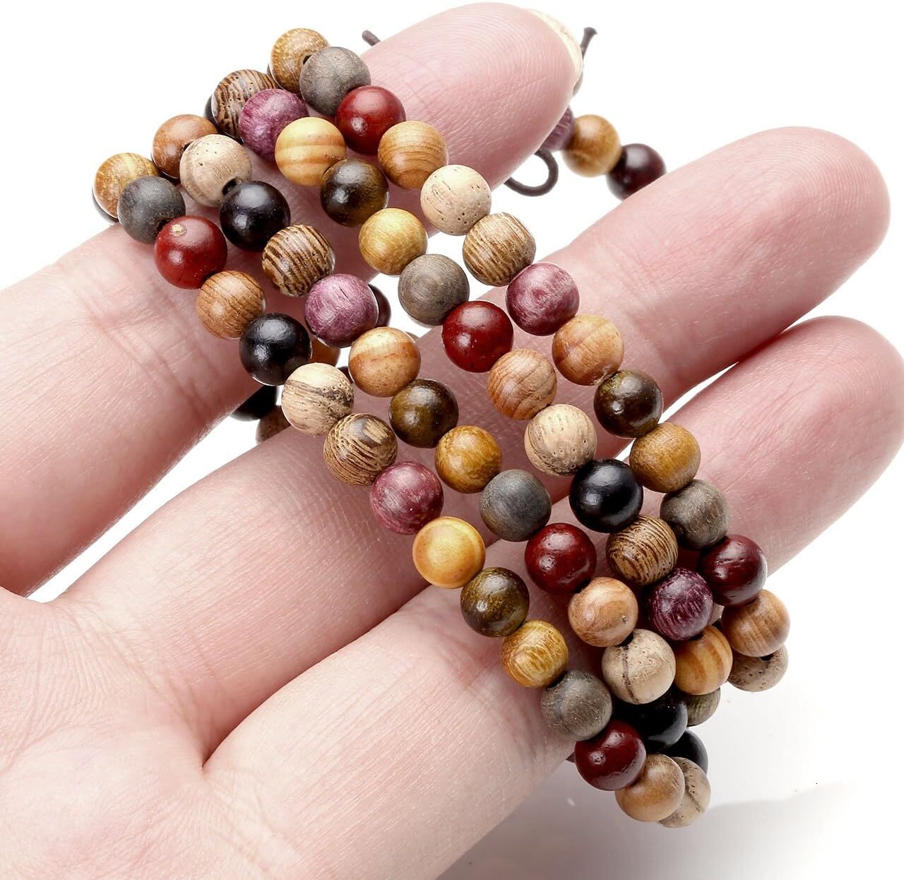 Attract Prosperity Unisex 108 Natural Wood 6mm 8mm Beads Bracelet Buddhist Rosary Mala Necklace 8mm Sandalwood Buddhist Consecration Ward Off Evil