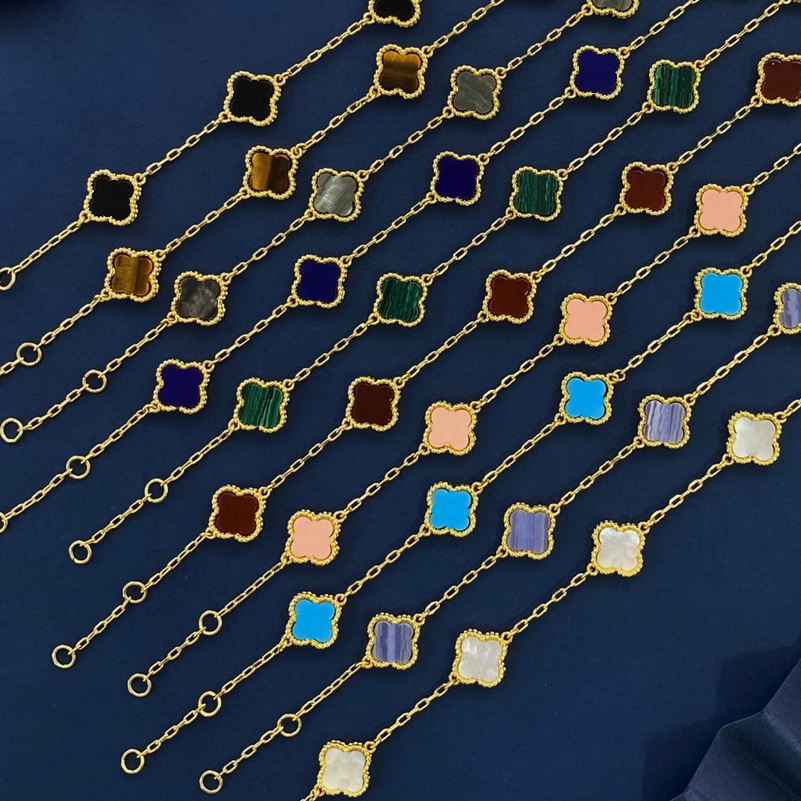 ADITA four leaf clover bangle Made of natural shells and natural agate Gold Plated 18K designer for woman European size jewelry exquisite gift with box 026