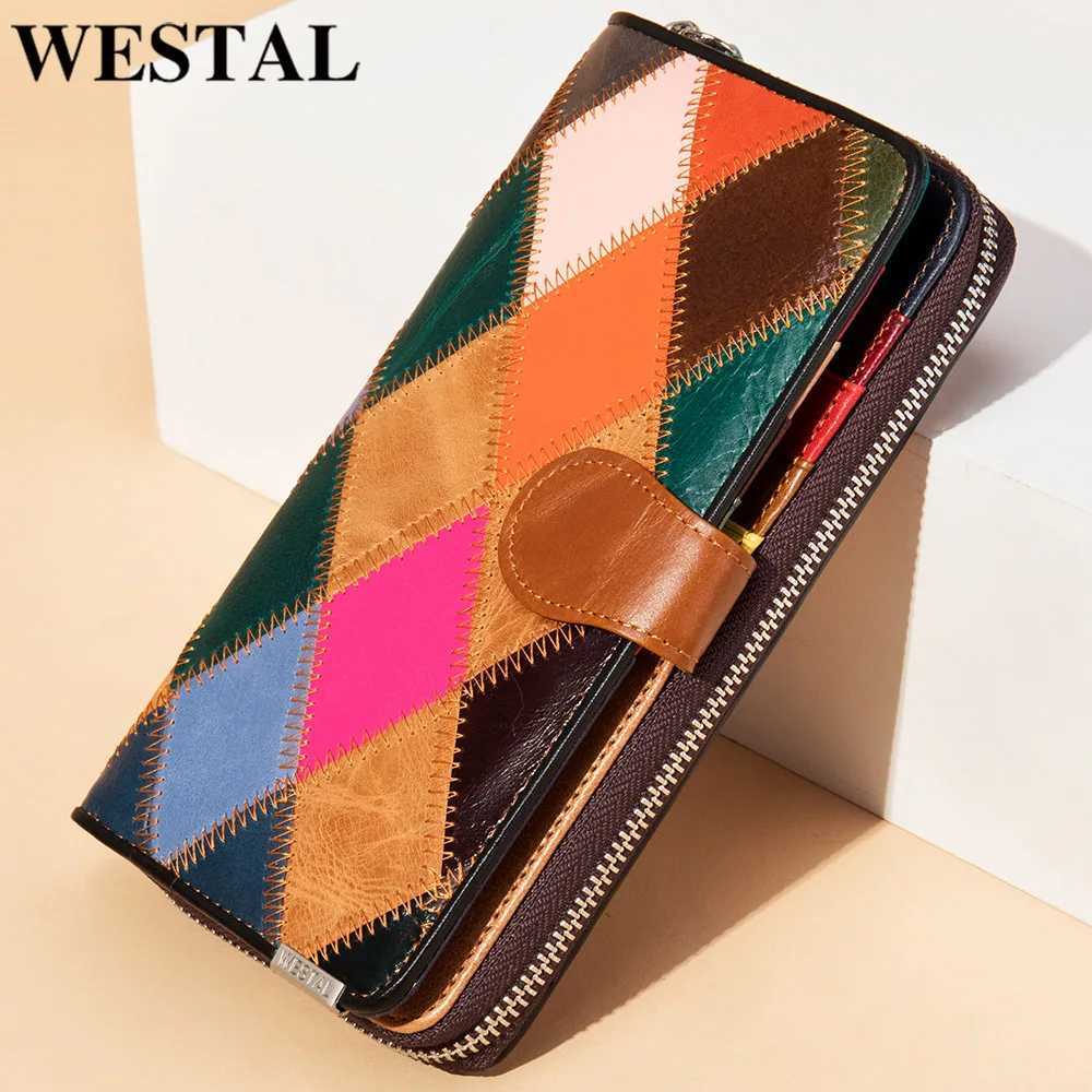 WESTAL Colorful Wallet for Phone Womens Wallet with Coin Pockets Leather Purse Female Ladies Wallets Long Money Bags 3017 Z250621