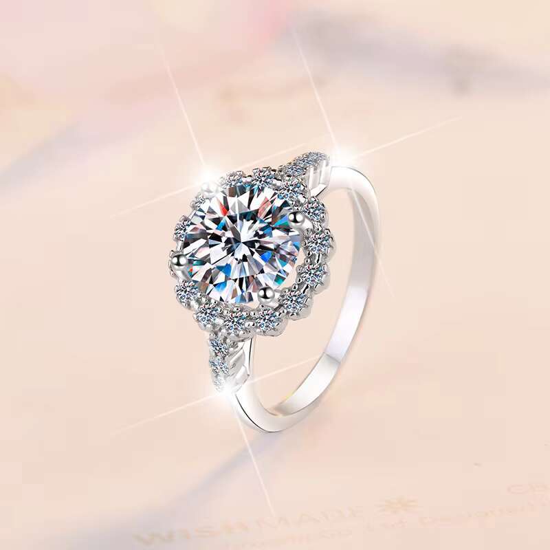 Fine Jewel Fashion 2Ct Diamond Europe and the United States New S925 Sterling Silver Charm Ring VVs1 Moissanite Band Ring