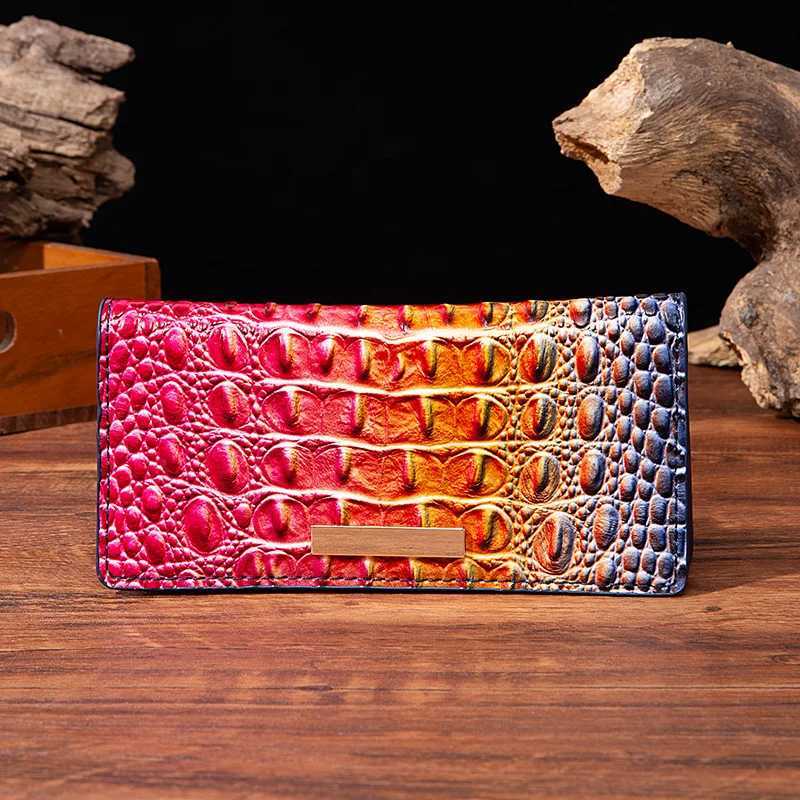 Simple and fashionable crocodile pattern solid color block wallet Z250621