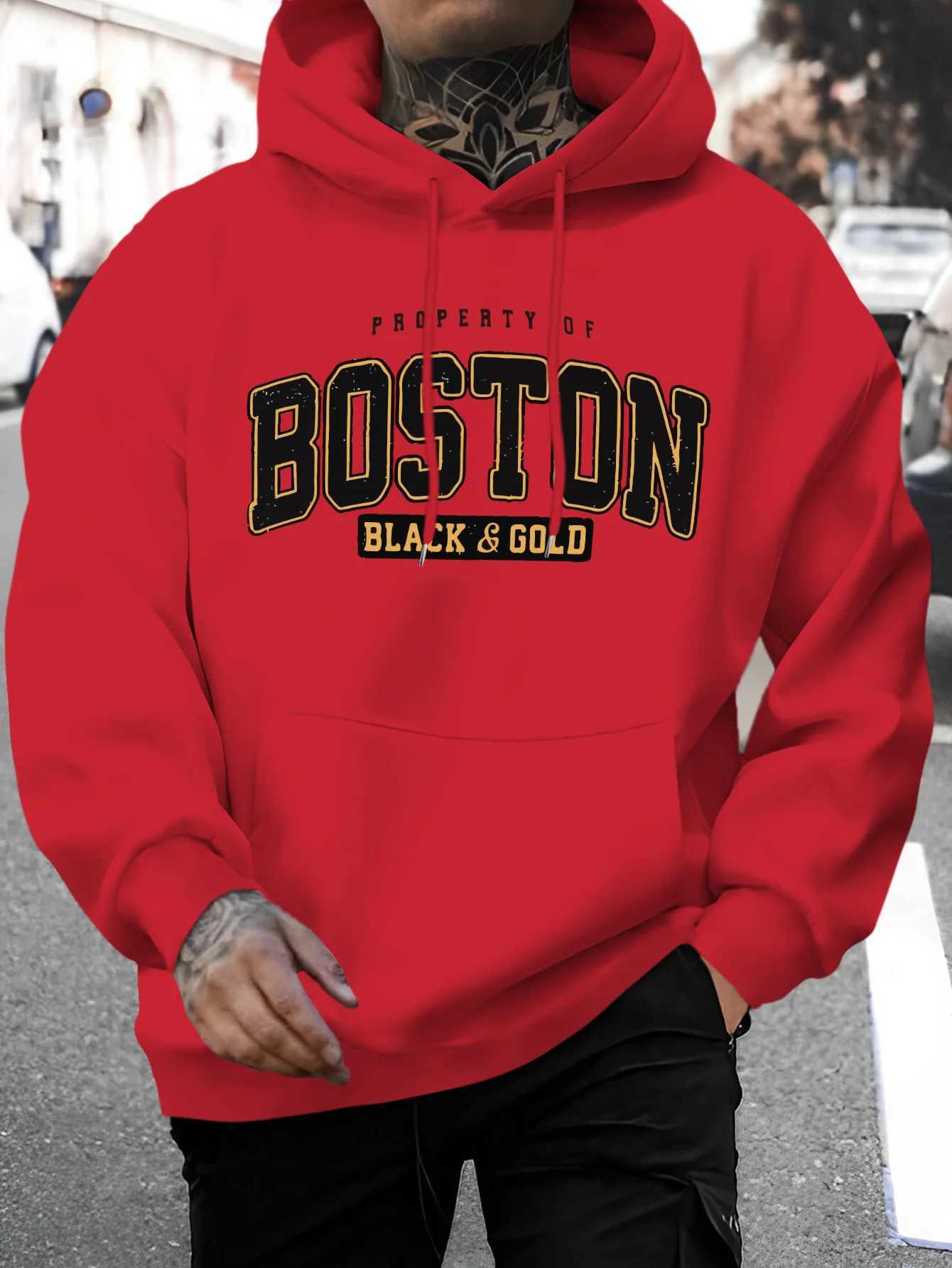 Autumn Winter Boston Hoodie Design Mens Street Style Sportswear Autumn Casual Hoodie Fashion Round Neck HoodieXJ250621