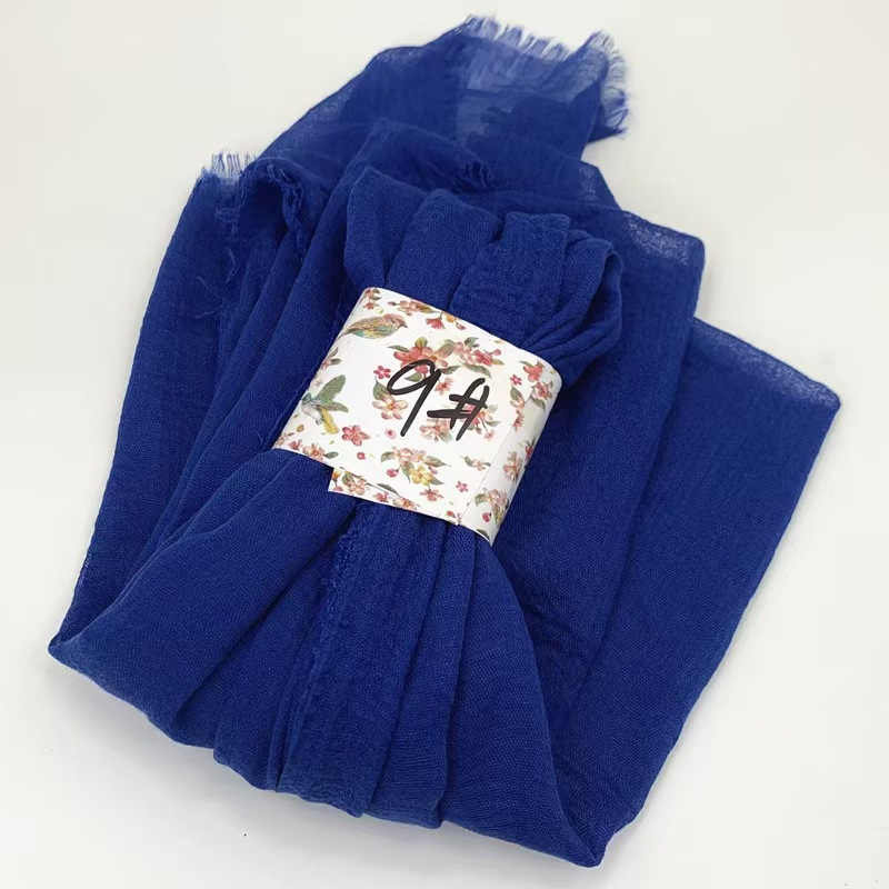 T1025 monochrome cotton and linen scarf new style fur beard headscarf wrinkled scarf