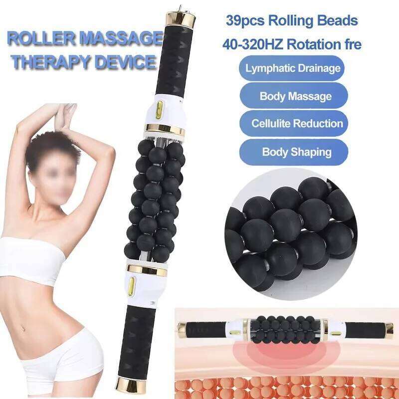 7D Rolling Beads Cylinder Therapy Rotating Roller Fiess Massager Anti-Cellulite Sliming Body Contouring Hine