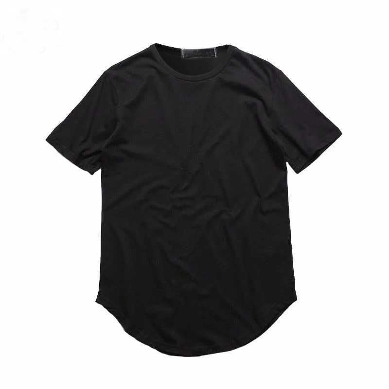 Casual Summer Mens Basic T-Shirt Short Sleeve Solid Black White Long Style O Neck T-Shirt For Men Tee Tops Undershirt Clothing XJ250621