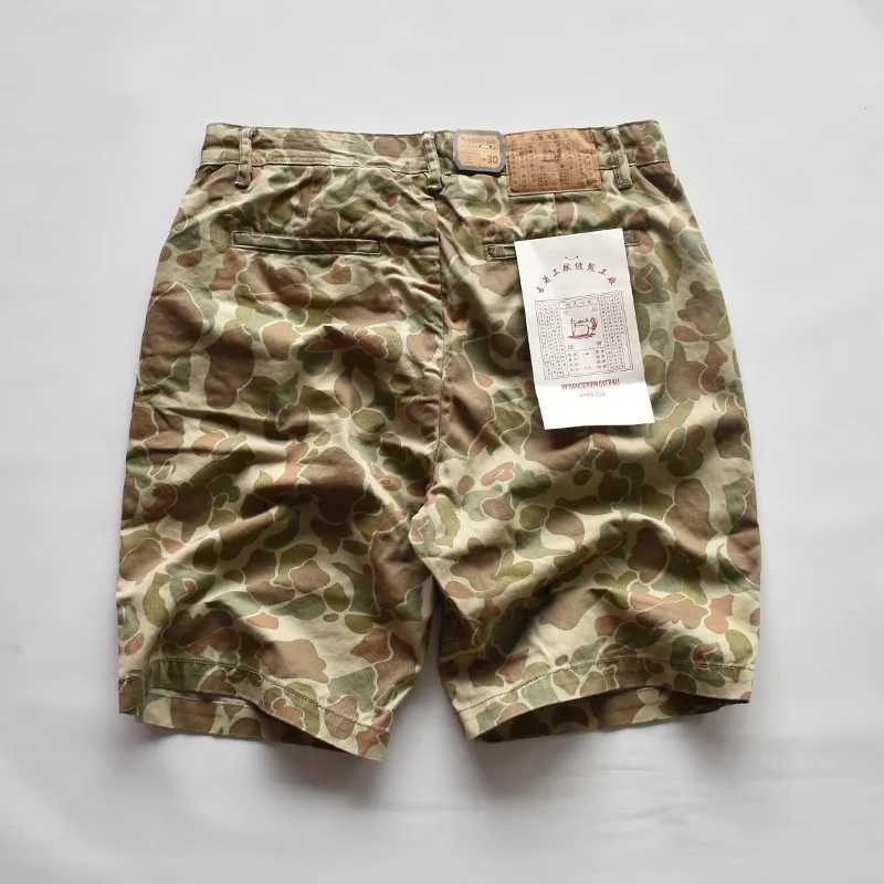 Summer Mens Vintage Americana Shorts Heavy Washed Desert Camouflage Cargo Shorts| Distressed Workwear Style 5-Inch Inseam W250621