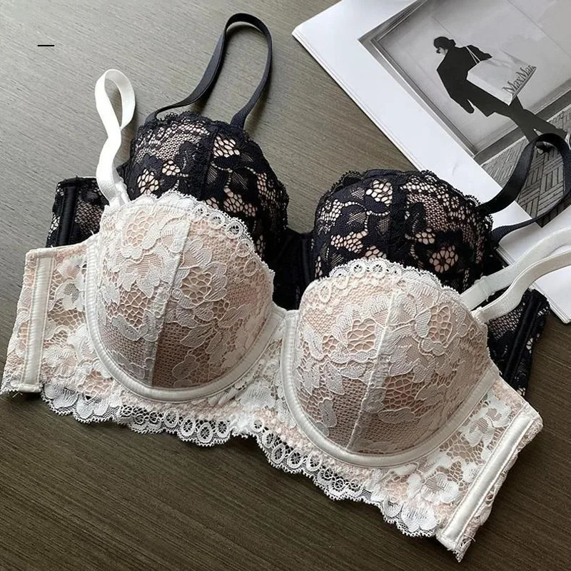 Women 1/2 Cup Lace Bra Sexy Floral Underwire Underwear Ladies Push Up Bras Female Comfortable Bra Half Cup Brassiere Lingerie 250617