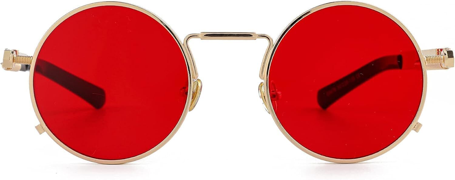 Designer sunglasses Round Steampunk Sunglasses Hippie Circle Glasses Gothic Metal Frame 100% UV Blocking Lens