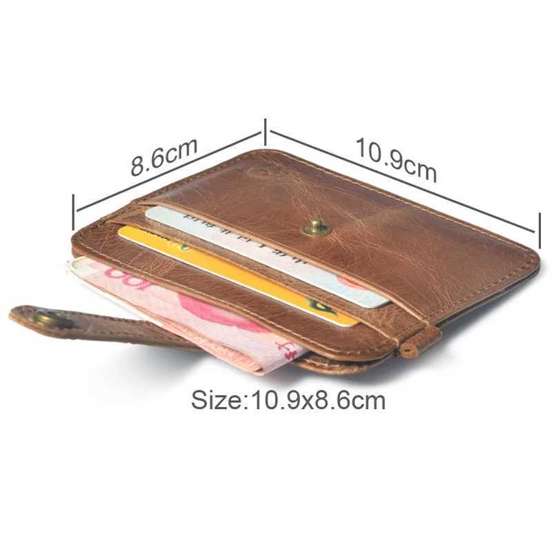 New Slim Genuine Leather Mini Wallet Bank Holder Mens Business Small ID Case For Women Purse 4 Slots Cardholder Z250621