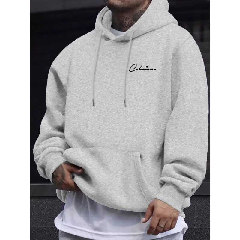 2025 New Simple Printed Mens Casual Hoodie Comfortable Hoodie with Kangaroo Pocket Loose Casual Four Seasons Street Hoodie XJ250621