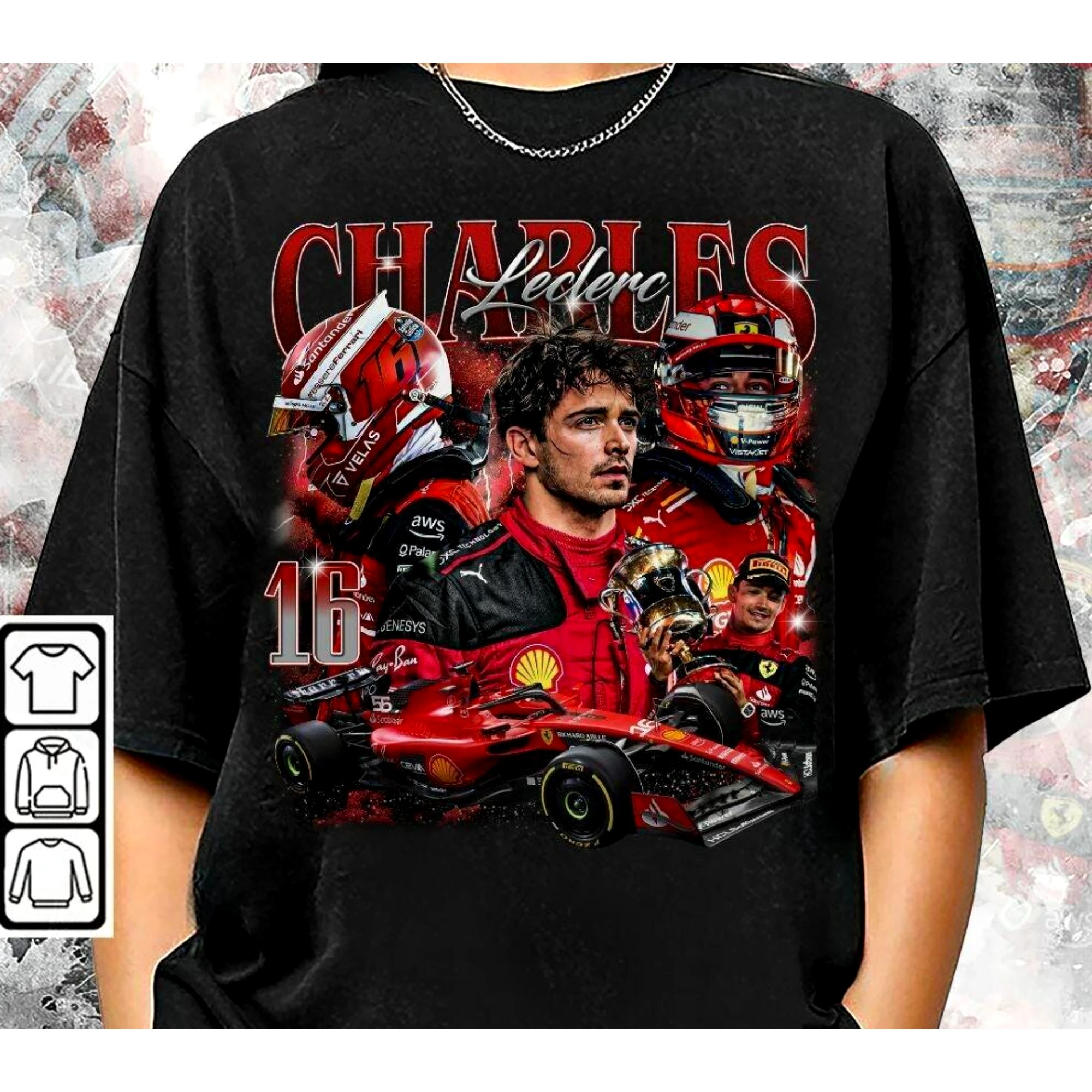 Charles Leclerc Summer Tops Tshirts for Men New in Tops and T-shirts Cotton Men's Clothing Y2k Oversized GYM Graphic Vintage