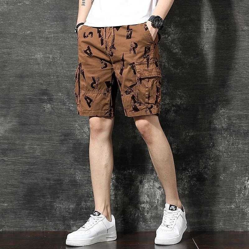 Short Pants for Men Baggy Printed Cotton Beautiful Mens Cargo Shorts Streetwear Harajuku Loose Jorts Clothes Elegant Clothing W250621