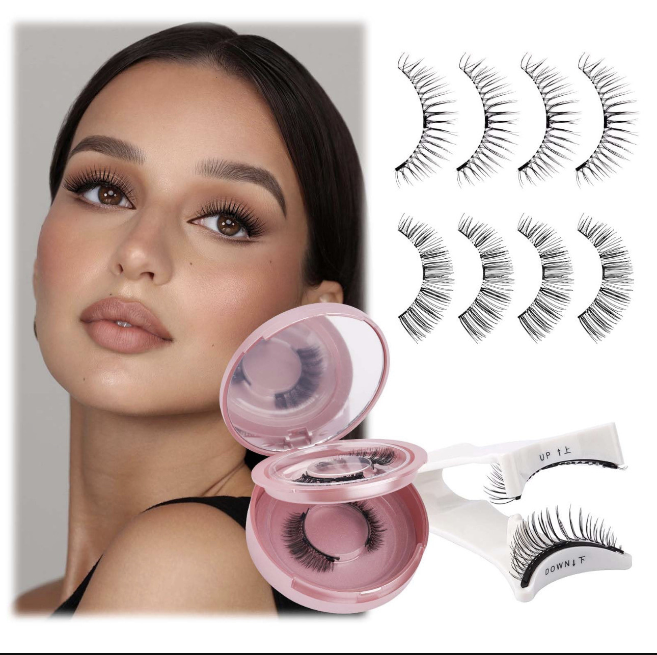 Cross-Border Hot-Selling Magnetic False Eyelashes Cross-Border Magnetic Eyelash Integrated Box Set Glue-Free Magnetic False Eyelashes New Free Deliver
