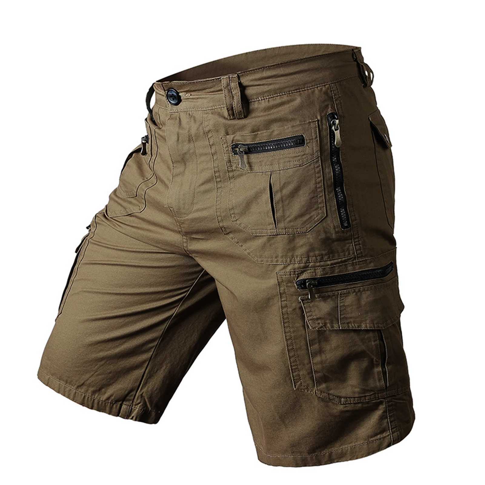 Trendy Drawstring Cotton Camouflage Print Multi Pockets Cargo Pants Loose Type Men Cropped Pants Daily Clothes W250621