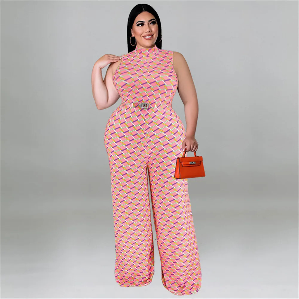 Wmstar Plus Size Women Jumpsuit Summer Clothes Plaid Print with Belt Urban Leisure Shirts Bodysuit Wholesale Drop 250613