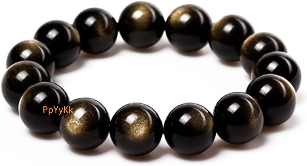Buddhist Consecration Zen Mala Bead Attract Prosperity Ward Off Evil Gold Obsidian Buddhist Buddha Prayer Beads BraceletStretch StringUnisex