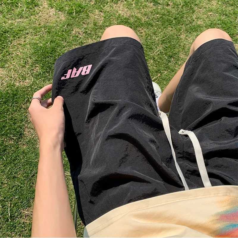 Y2k Mens Shorts Vintage Beach Pants Summer New Letter Print Loose Quick-Dry Cotton Sports Gym Cargo Shorts Hip Hop Streetwear W250621
