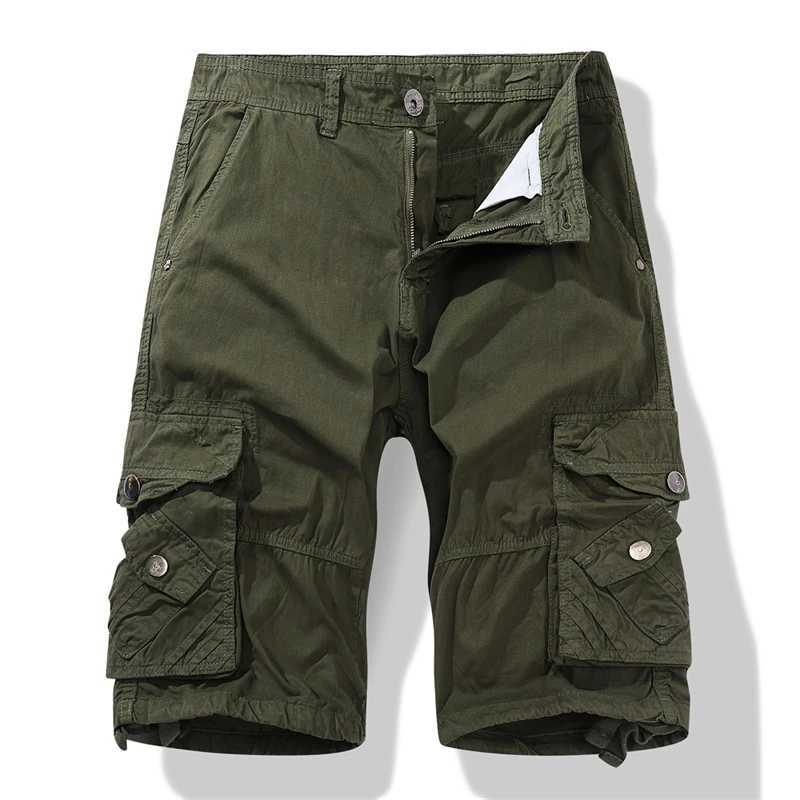 Cargo Shorts New Men Casual Loose Straight Multi-pocket Shorts Fashion Brand Mens Military Tactical Shorts Male Cotton Shorts W250621